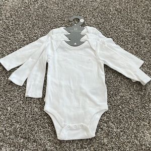 Baby Gap plain white long sleeve onsies (set of 3)